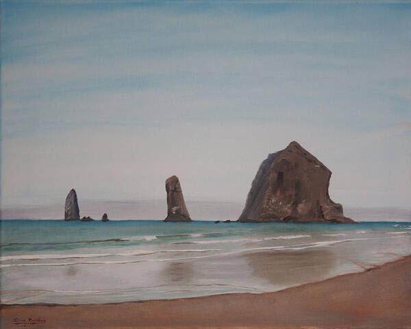  Surf Poster featuring the painting Cannon Beach Haystack Rock by Ian Donley