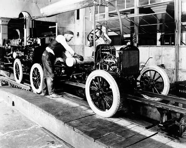 Car Poster featuring the photograph Car Factory Production Line by Library Of Congress/science Photo Library