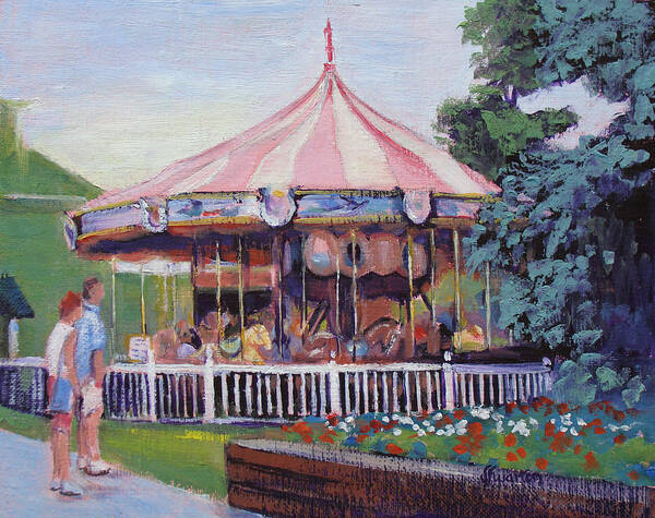 Carousel Poster featuring the painting Carousel at Put-in-Bay by Judy Fischer Walton