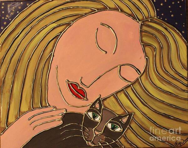 Cat Poster featuring the painting Cat Love by Cynthia Snyder