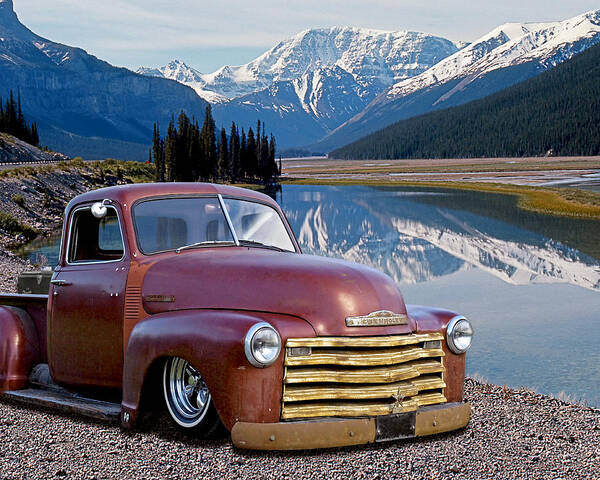 Chevrolet Truck Poster featuring the photograph Chevy Pick Up in the Rockies by Gill Billington