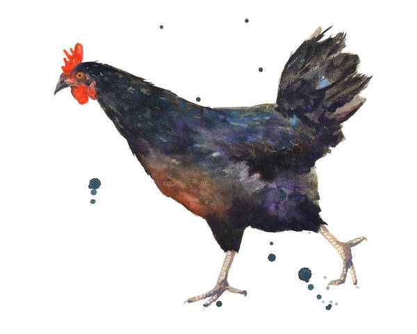 Chicken Poster featuring the painting Chicken Chase by Alison Fennell