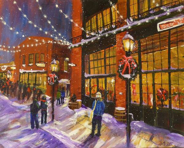 Christmas Poster featuring the painting Christmas Market Distllery District by Brent Arlitt