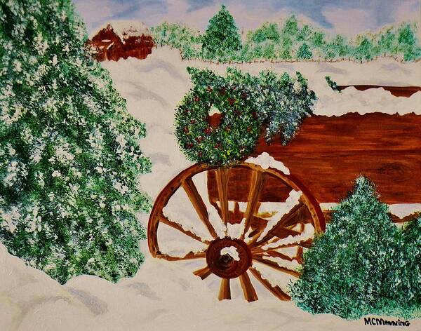 Christmas Landscape Painting Poster featuring the painting Christmas On The Farm by Celeste Manning