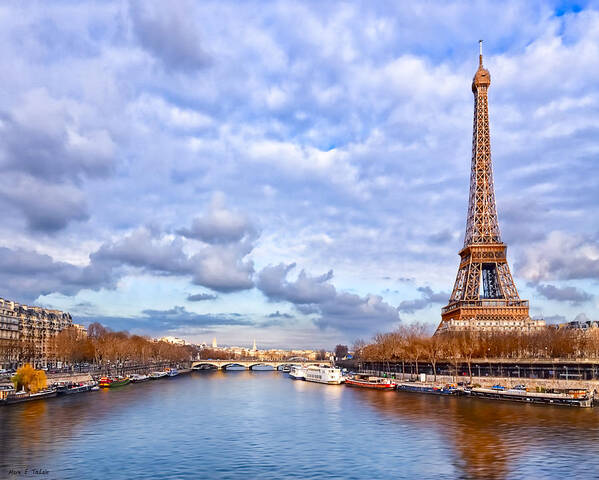 Eiffel Tower Poster featuring the photograph Classic Eiffel Tower View from the Seine by Mark Tisdale