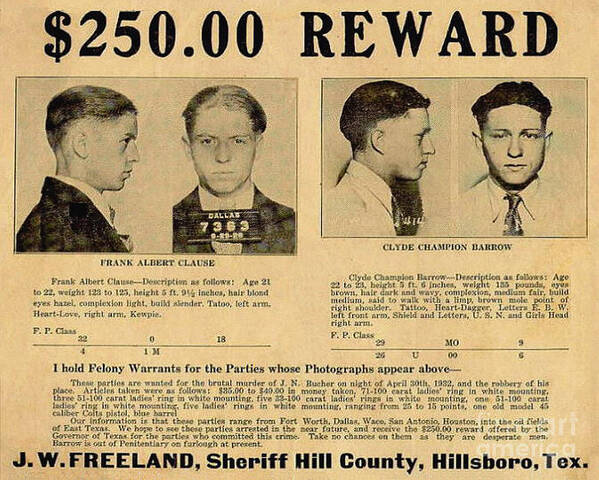Vintage Poster featuring the photograph Clyde Barrow by Action