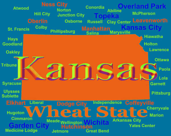 Kansas Poster featuring the photograph Colorful Kansas State Pride Map Silhouette by Keith Webber Jr