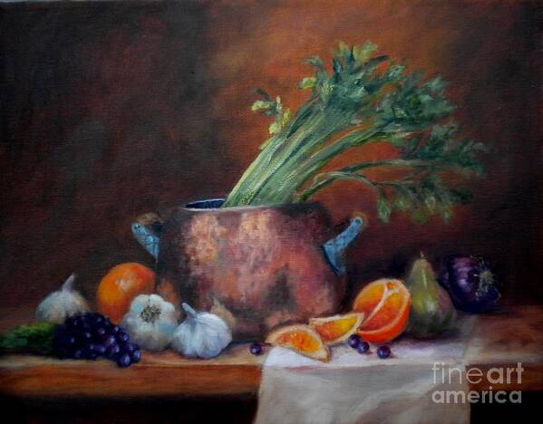 Oil Painting Poster featuring the painting Copper Pot Still Life by Wendy Ray