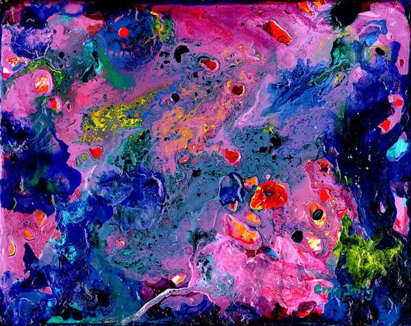 Abstract Cosmic Colorful Pink Poster featuring the painting Cosmic Activity 13 by Craig Imig