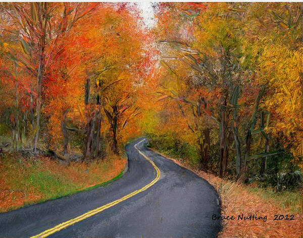 Country Road Poster featuring the painting Country Road in Autumn by Bruce Nutting