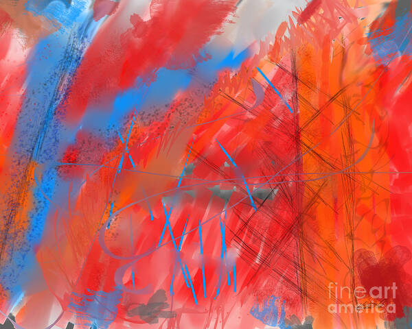 Abstract Poster featuring the digital art Crazy Vibrance by Kristen Fox