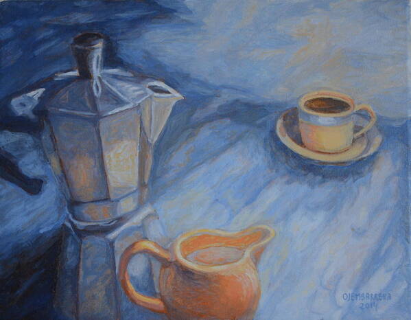 Still Life Poster featuring the painting Cup of Coffee by Enrique Ojembarrena