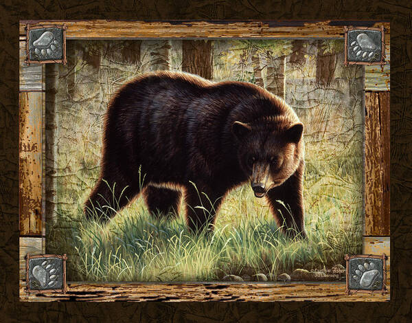 Cynthie Fisher Poster featuring the painting Deco Black Bear by JQ Licensing