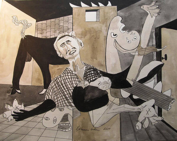 Deconstructing Picasso - La Agonia Espanola Poster featuring the painting Deconstructing Picasso - La Agonia Espanola by Esther Newman-Cohen