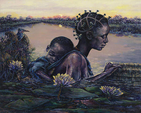 Botswana Poster featuring the painting Devotion by Dennis Goff