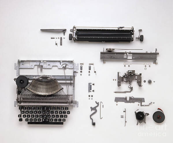 Complexity Poster featuring the photograph Disassembled Typewriter by Dave King / Dorling Kindersley / Allens Typewriters Ltd