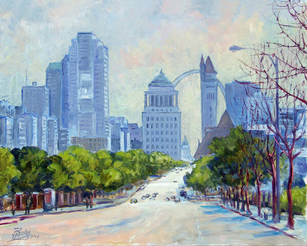 Saint Louis Poster featuring the painting Downtown St.Louis from Market Street by Irek Szelag