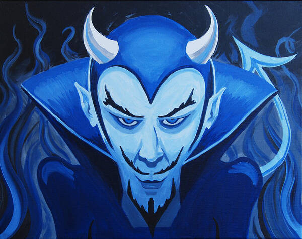 Devil Poster featuring the painting Devil who is blue by Tommy Midyette