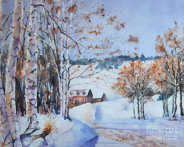 Birch Trees Poster featuring the painting Early Winter Day by Marta Styk