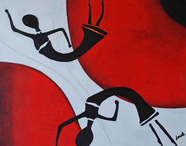 Red Poster featuring the painting Euphoria by Sonali Kukreja