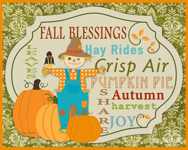 Digital Art Poster featuring the digital art Fall Blessings-C by Jean Plout