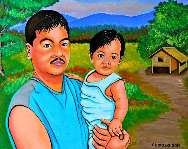 Father And Son Poster featuring the painting Father and Son by Cyril Maza