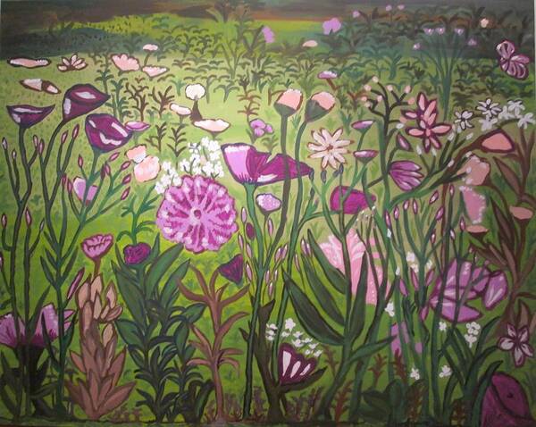 Flowers Poster featuring the painting Field Flowers are Violet by Jennylynd James