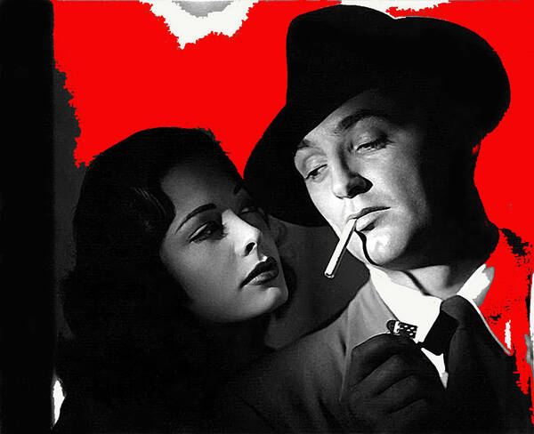 Film Noir Jane Greer Robert Mitchum Out Of The Past 1947 Rko Color Added 2012 Poster featuring the photograph Film Noir Jane Greer Robert Mitchum Out Of The Past 1947 Rko Color Added 2012 by David Lee Guss