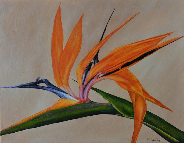 Bird Of Paradise Poster featuring the painting Florida Orange Bird by Nancy Lauby