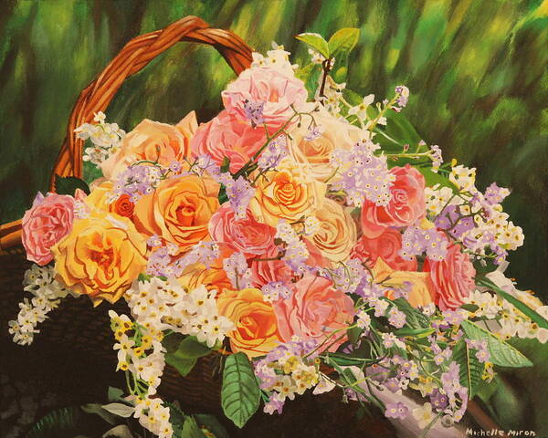 Flower Poster featuring the painting Flower Basket by Michelle Miron-Rebbe