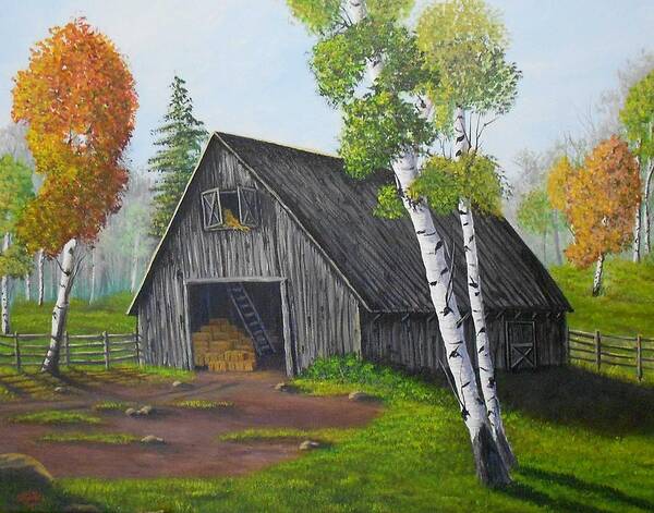 Barn Poster featuring the painting Forest Barn by Sheri Keith