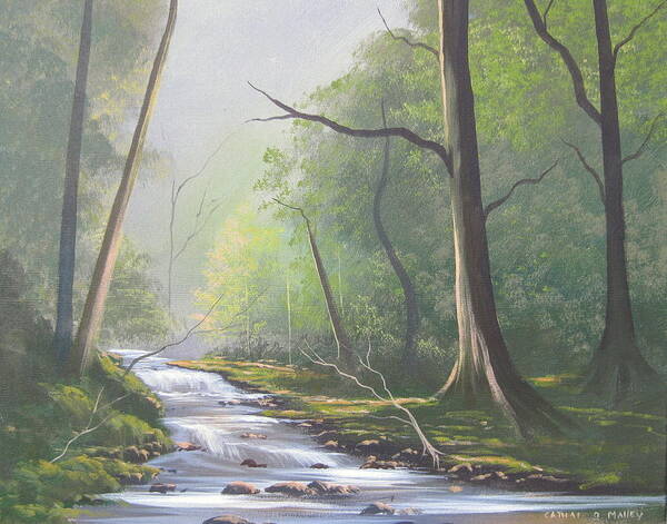 Irish Painting Trees Prints West Of Ireland Water Light Poster featuring the painting Forest Light by Cathal O malley