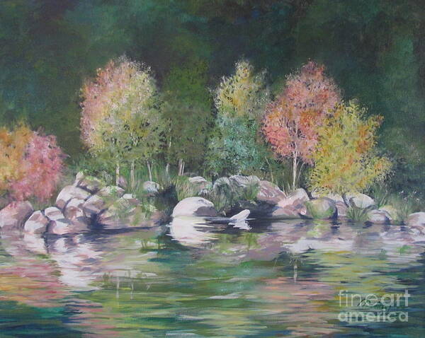 Nature Scene Poster featuring the painting Forest Reflections by Denise Hoag