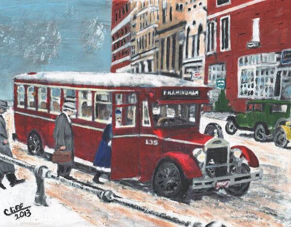 Vintage Bus Poster featuring the painting Framingham Bus by Cliff Wilson