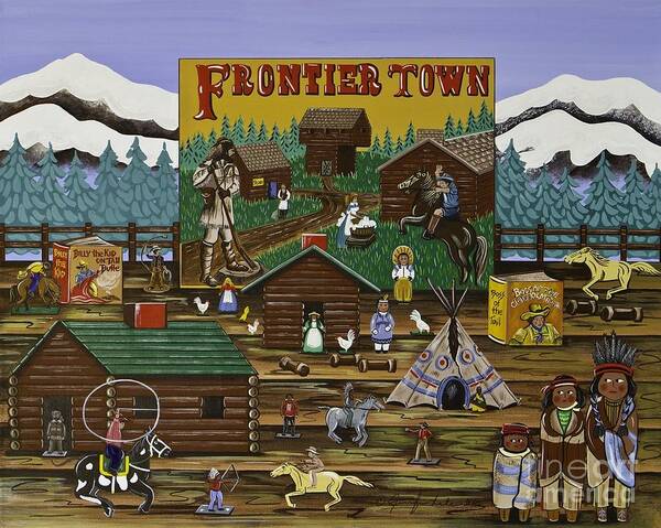 Lincoln Logs Poster featuring the painting Frontier Town by Jennifer Lake