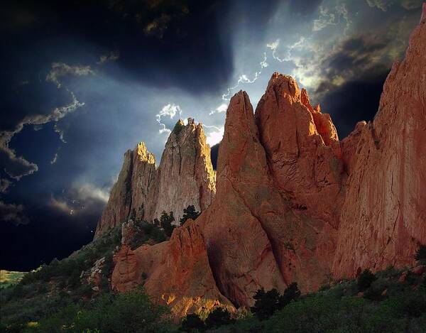 Colorado Springs Poster featuring the photograph Garden Megaliths with Dramatic Sky by John Hoffman