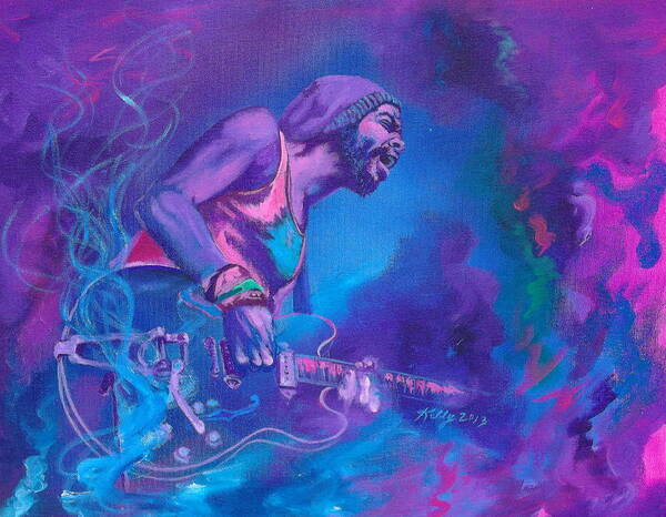 Abstract Poster featuring the painting Gary Clark Jr. by Kathleen Kelly Thompson