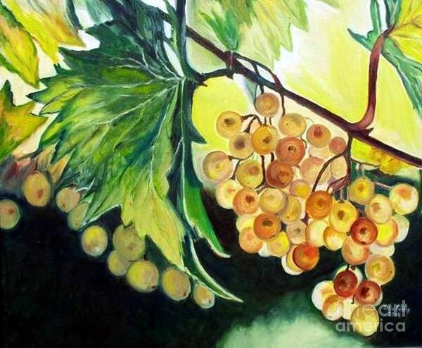 Grapes Poster featuring the painting Golden Grapes by Julie Brugh Riffey