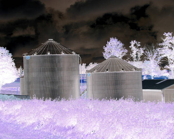 Grain Silo Poster featuring the photograph Grain Silos Oneida New York Inverted Effect by Rose Santuci-Sofranko