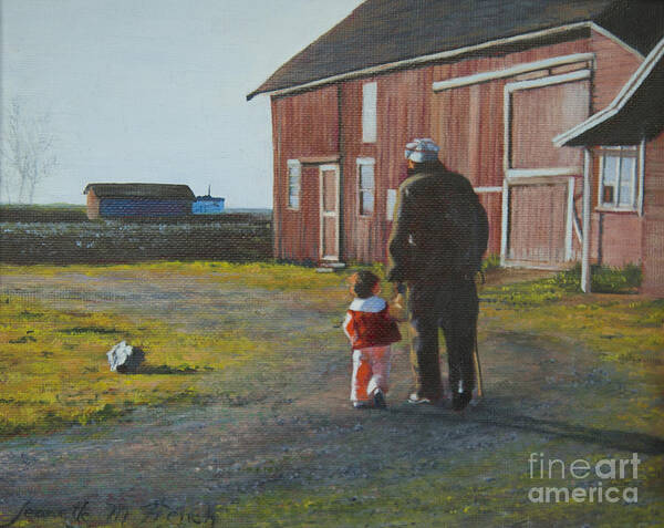 Painting Poster featuring the painting Grandpa and Me by Jeanette French