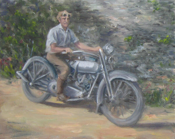 Motorcycle Poster featuring the painting Grandpa's Harley by Connie Schaertl