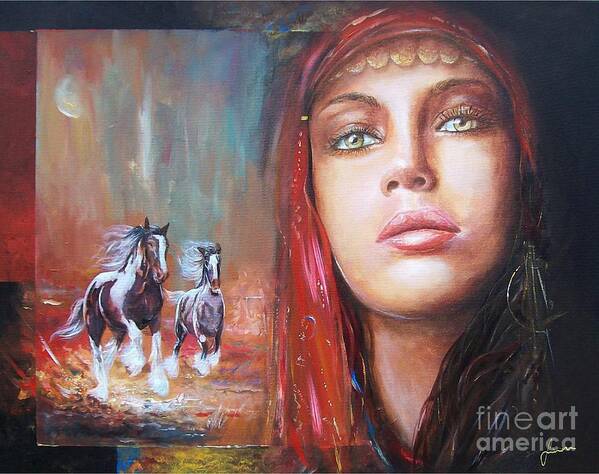 Gypsy Beauty Poster featuring the painting Gypsy Beauty by Sinisa Saratlic