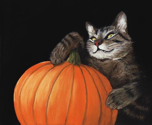 Cat Poster featuring the painting Halloween Cat by Anastasiya Malakhova