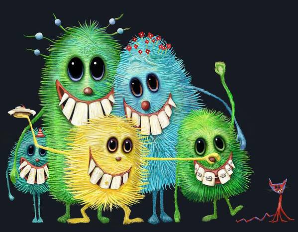 Monsters Poster featuring the digital art Happy Families by Catherine Swenson