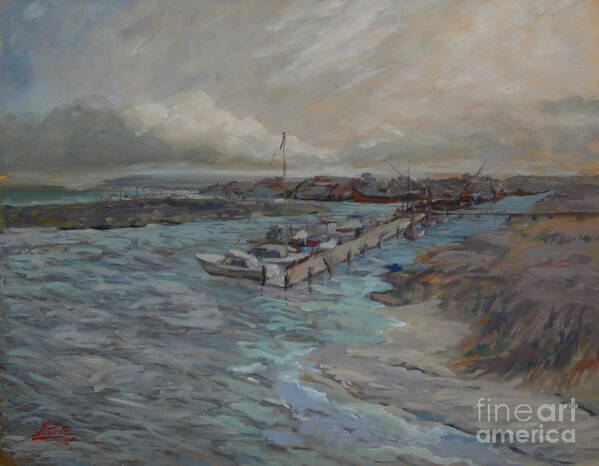 Seascapes Poster featuring the painting Harbor View at Avalon by Monica Elena