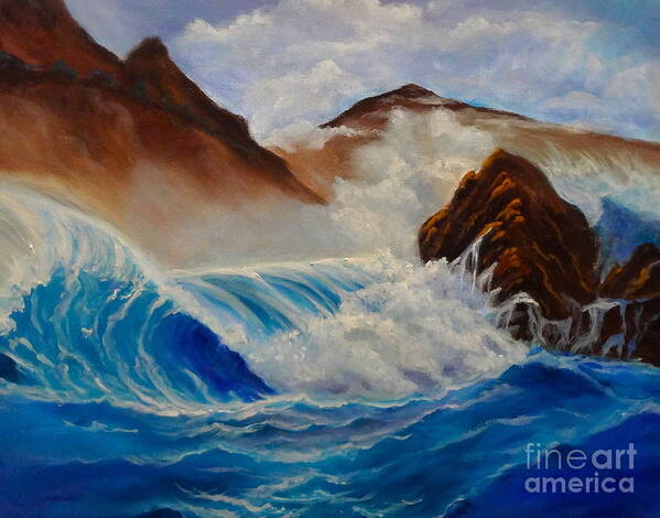 Hawaii Poster featuring the painting Hawaii on the Rocks by Jenny Lee