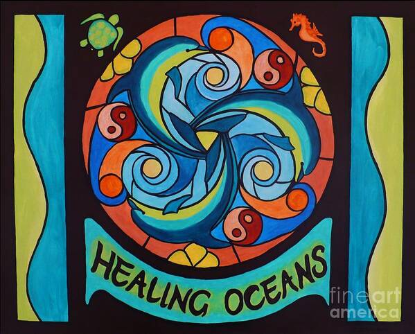 Mandala Poster featuring the painting Healing Oceans by Janet McDonald