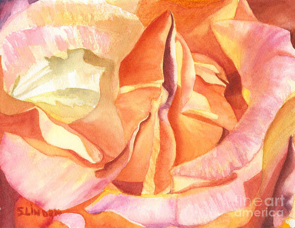Floral - Heart Of A Rose Poster featuring the painting Heart of a Rose by Sandy Linden