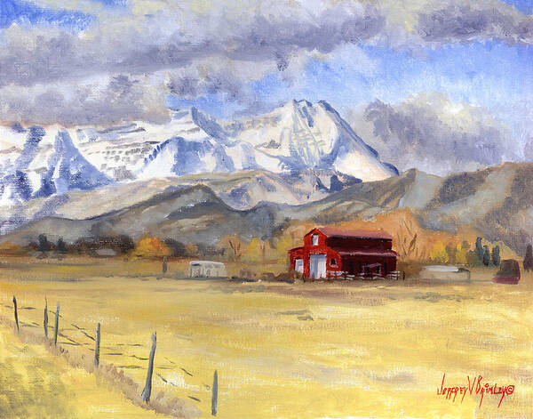 Landscape Painting Poster featuring the painting Heber Valley Farm by Jeff Brimley