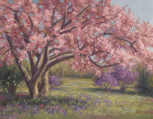 Spring Poster featuring the painting Here's The Spring by Lucie Bilodeau